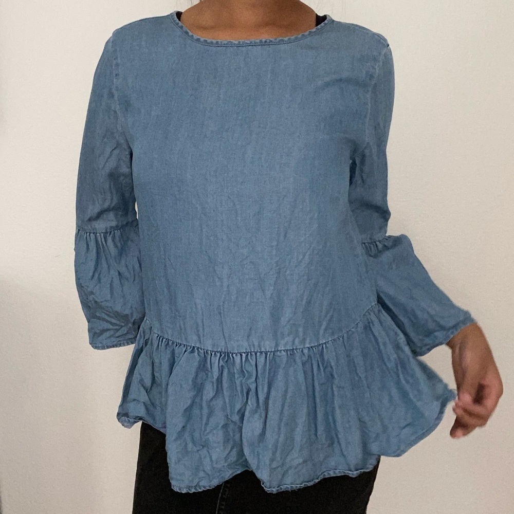 Chambray Peplum Top